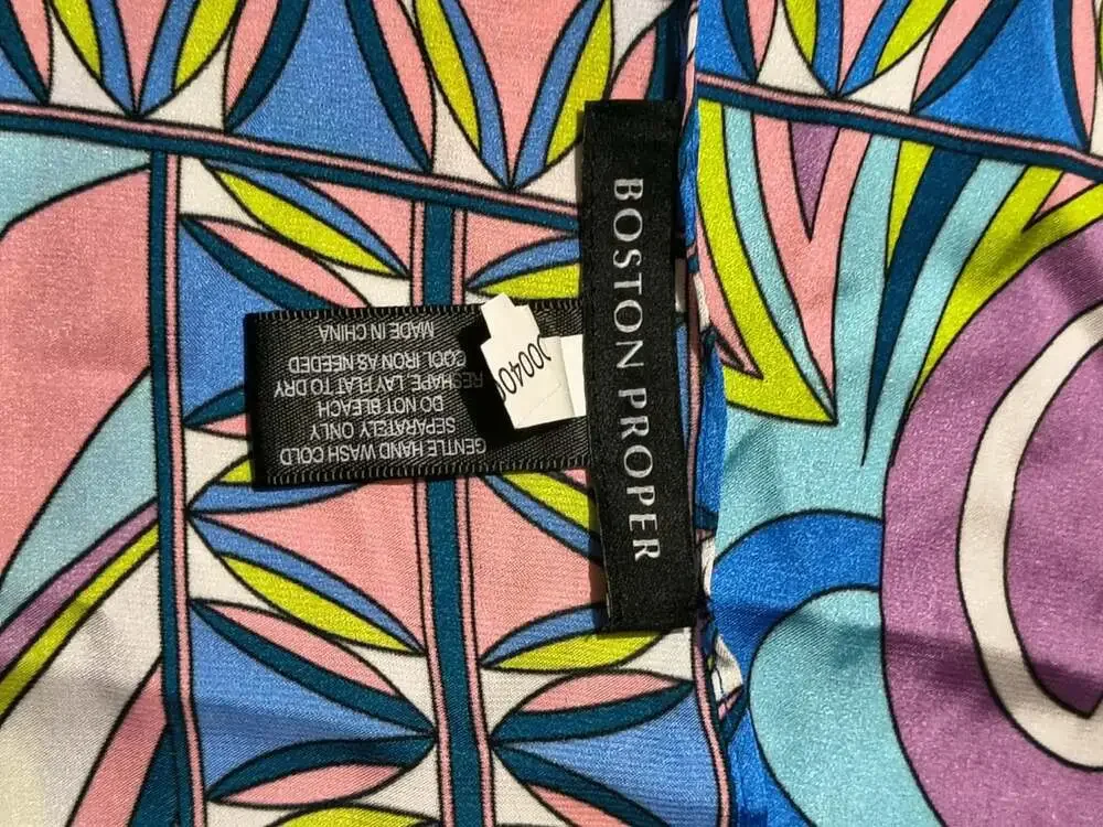 Boston Proper Women's Satin Polyester Square Scarf Abstract Multicolor 26x26
